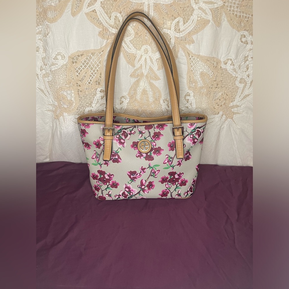Giani Bernini Women's Tote Bag Cherry Blossom Floral Saffiano Tote Bag